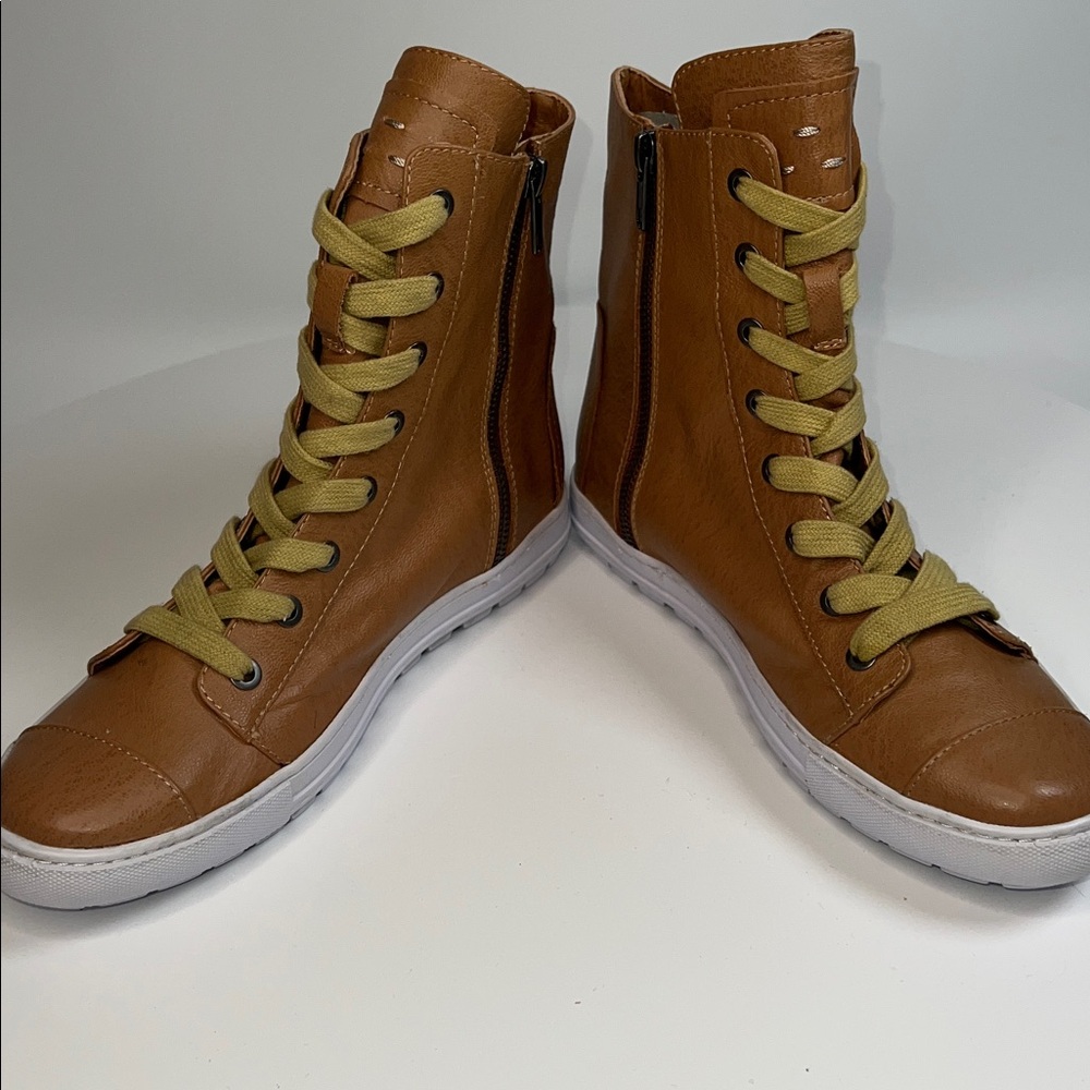 💛NWT WOMENS  KELSI DAGGER BROOKLYN LACE UP LEATHER HIGH TOP BOOTS SIZE 8.5 - Picture 5 of 10